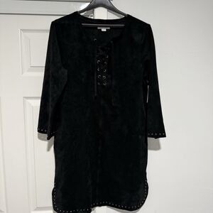 VELVET By Graham & Spencer BLACK Suede Lace Up Dress- S